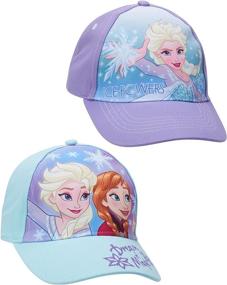 img 2 attached to Disney Frozen Girls Baseball Caps - 2 Pack Elsa and Anna Glitter Hats with Faux Ponytails Set (Ages 4-7)