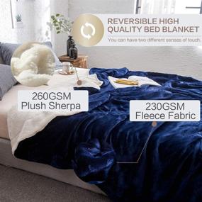 img 2 attached to 🔵 LIANLAM Sherpa Fleece Blanket Queen Size - Super Soft and Warm Plush Cozy Bed Blanket - Royal Blue Luxury Microfiber (90"x90")