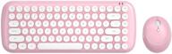 mini portable wireless keyboard and mouse combo, retro typewriter style with round keycaps, compatible with android, windows, pc, tablet - perfect for home and office keyboards (cute and lovely pink) logo