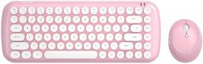 img 4 attached to Mini Portable Wireless Keyboard and Mouse Combo, Retro Typewriter Style with Round Keycaps, Compatible with Android, Windows, PC, Tablet - Perfect for Home and Office Keyboards (Cute and Lovely Pink)