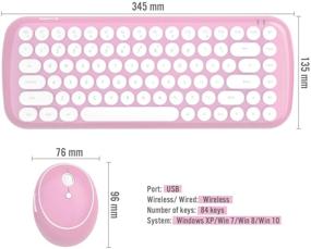 img 1 attached to Mini Portable Wireless Keyboard and Mouse Combo, Retro Typewriter Style with Round Keycaps, Compatible with Android, Windows, PC, Tablet - Perfect for Home and Office Keyboards (Cute and Lovely Pink)