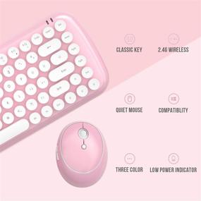 img 3 attached to Mini Portable Wireless Keyboard and Mouse Combo, Retro Typewriter Style with Round Keycaps, Compatible with Android, Windows, PC, Tablet - Perfect for Home and Office Keyboards (Cute and Lovely Pink)