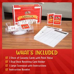 img 2 attached to 🃏 Enhance Your Canasta Experience with the All7s Canasta Playing Cards Game Set: Includes 2 Decks of Canasta Cards, Point Values, Revolving Tray Holder, and Score Pad