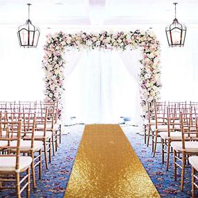 img 3 attached to 👰 Aisle Runner for Wedding: 15FTx2FT Deep Gold Sequin Carpet - Perfect for Indoor and Outdoor Ceremonies, Church Walkway Decor, and Wedding Aisle Rugs