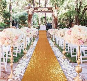 img 1 attached to 👰 Aisle Runner for Wedding: 15FTx2FT Deep Gold Sequin Carpet - Perfect for Indoor and Outdoor Ceremonies, Church Walkway Decor, and Wedding Aisle Rugs