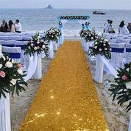 👰 aisle runner for wedding: 15ftx2ft deep gold sequin carpet - perfect for indoor and outdoor ceremonies, church walkway decor, and wedding aisle rugs логотип