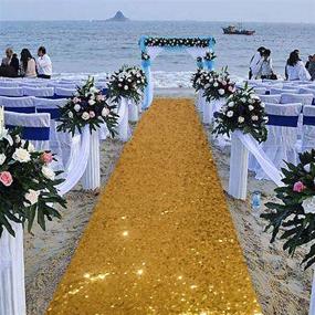 img 4 attached to 👰 Aisle Runner for Wedding: 15FTx2FT Deep Gold Sequin Carpet - Perfect for Indoor and Outdoor Ceremonies, Church Walkway Decor, and Wedding Aisle Rugs