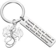 🐉 dragon lover's gift: tiimg inspired dragon keychain - crunchy dragons & good with ketchup meddling - perfect gift for you logo