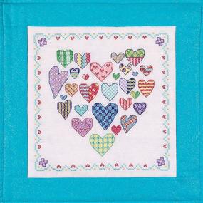 img 1 attached to Janlynn 21-1489 Heart Filled with Hearts Quilt Blocks Stamped Cross Stitch, 18 by 18-Inch, 6-Pack - Stunning DIY Heart Quilt Blocks for Creative Cross Stitching