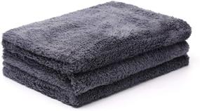 img 4 attached to 🧼 Kingole Microfiber Cleaning Cloths Rags - Pack of 3, Highly Absorbent, Lint & Streak-Free Towels (Gray, 16"x24")