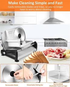 img 2 attached to TOKASS Electric Meat Slicer with 2 Removable Stainless Steel Blades, 200W Power, Adjustable Thickness, Child Lock Protection, Easy to Clean - Perfect for Home Use