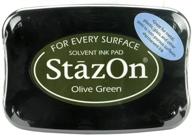 🌿 tsukineko full-size stazon olive green multi-surface inkpad: superior versatility at your fingertips logo