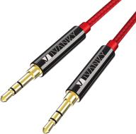 ivanky long aux cable, 8ft/2.4m hi-fi sound, nylon braided 3.5mm auxiliary audio cable - red logo