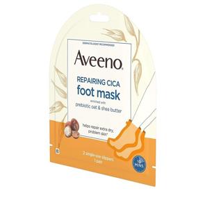 img 1 attached to Aveeno Repairing CICA Foot Mask: Prebiotic Oat & Shea Butter, Moisturizing Slippers for Extra Dry Skin