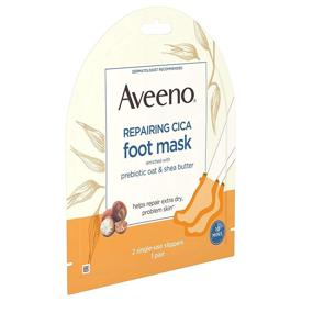 img 2 attached to Aveeno Repairing CICA Foot Mask: Prebiotic Oat & Shea Butter, Moisturizing Slippers for Extra Dry Skin