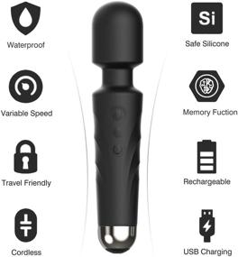 img 1 attached to Enhanced Cordless Handheld Wand Massager - Memory Function, 20 Patterns & 8 💆 Speeds - USB Rechargeable, Powerful for Neck & Back Relief - Sleek Black Design