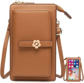 img 4 attached to 📱 VEVESMUNDO Lightweight Leather Crossbody Phone Purse with Touchscreen Window - Small Cell Phone Wallet Purse for Enhanced User Experience