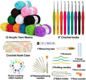 img 3 attached to 🧶 12x50g Large Acrylic Yarn Skeins, Azerogo 1312 Yards Crochet Yarn Bundle with 41 Assorted Starter Crochet Kit for Knitting and Crochet Craft, Multicolored Yarn Bulk – Ideal for Beginners