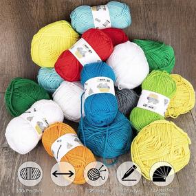 img 1 attached to 🧶 12x50g Large Acrylic Yarn Skeins, Azerogo 1312 Yards Crochet Yarn Bundle with 41 Assorted Starter Crochet Kit for Knitting and Crochet Craft, Multicolored Yarn Bulk – Ideal for Beginners