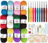 🧶 12x50g large acrylic yarn skeins, azerogo 1312 yards crochet yarn bundle with 41 assorted starter crochet kit for knitting and crochet craft, multicolored yarn bulk – ideal for beginners logo