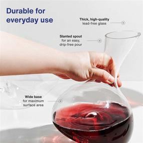 img 2 attached to 🍷 Enhance Your Wine Experience with the GoodGlassware Wine Decanter - Wide Base, Aerating Punt, and Crystal Clear Clarity - 100% Lead Free Glass (44 oz Capacity)