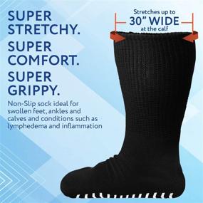 img 3 attached to 🧦 Super Wide Non-Skid Grips Lymphedema Socks: Bariatric, Oversized, 2 Pairs - Ideal for Swollen Feet, Men's and Women's Legs - One Size Unisex