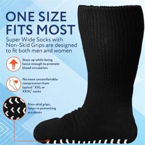 img 2 attached to 🧦 Super Wide Non-Skid Grips Lymphedema Socks: Bariatric, Oversized, 2 Pairs - Ideal for Swollen Feet, Men's and Women's Legs - One Size Unisex