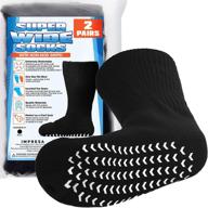 🧦 super wide non-skid grips lymphedema socks: bariatric, oversized, 2 pairs - ideal for swollen feet, men's and women's legs - one size unisex logo