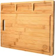 🎁 premium organic bamboo cutting board - multi-functional wooden charcuterie cheese platter - deep drip edge & garnish bowls - bpa free, 16x12” - unique housewarming gift - good&co. logo