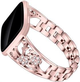 img 4 attached to 💎 Розовый браслет Valchinova Rose Pink Bling с ринестонами для Fitbit Versa - Замена премиум ремешок из нержавеющей стали