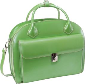 img 2 attached to 👜 MckleinUSA W Series Glen Ellyn Top Grain Cowhide Leather 15" Patented Detachable-Wheeled Ladies' Laptop Briefcase, Green (94361), 18 L x 9 W x 14.5 H