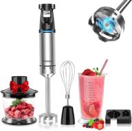 🔪 5-in-1 handheld immersion blender set with turbo mode - fresko stainless steel stick blender, 700ml beaker, 500ml chopping bowl, whisk, wall rack attachments - bpa-free логотип