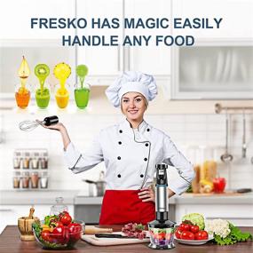 img 2 attached to 🔪 5-in-1 Handheld Immersion Blender Set with Turbo Mode - FRESKO Stainless Steel Stick Blender, 700ml Beaker, 500ml Chopping Bowl, Whisk, Wall Rack Attachments - BPA-Free