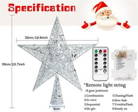 img 2 attached to 🎄 12.2" LED Christmas Tree Topper Star Decoration, NIGHT-GRING Silver Treetop Ornament for Christmas Decor