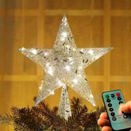 🎄 12.2" led christmas tree topper star decoration, night-gring silver treetop ornament for christmas decor logo