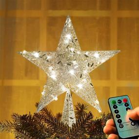 img 4 attached to 🎄 12.2" LED Christmas Tree Topper Star Decoration, NIGHT-GRING Silver Treetop Ornament for Christmas Decor