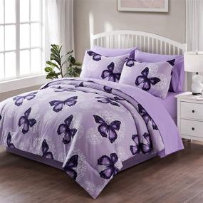 img 4 attached to 🦋 ARTALL Butterfly Pattern Bed in A Bag - Complete 6 Piece Twin Comforter Set with Coordinated Bedding – Includes Comforter, Shams, Sheets, Bed Skirt, and Pillowcases