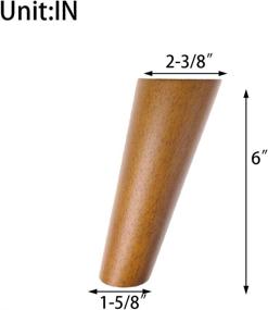 img 3 attached to High-quality Solid Wood Furniture Legs for Mid-Century Modern Style - Set of 4, 6 Inches, Walnut Color