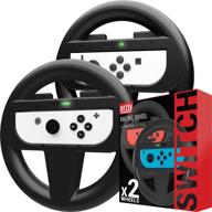 orzly steering wheels for nintendo switch and oled console joycons, racing wheels for mario kart 8 deluxe - twin pack (2x black) [mariokart switch steering wheel joycon controller attachment accessories] logo