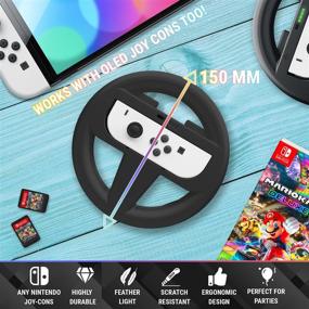 img 2 attached to Orzly Steering Wheels for Nintendo Switch and OLED Console JoyCons, Racing Wheels for Mario Kart 8 Deluxe - Twin Pack (2X Black) [Mariokart Switch Steering Wheel Joycon Controller Attachment Accessories]