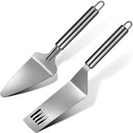 🍰 enhanced version of 2-piece pie server set: multi-function stainless steel cake spatula and cutter knife with offset spatula, ideal for precise pie and lasagna cutting logo