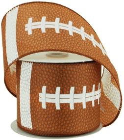 img 1 attached to 🏈 Buy the Best Quality 2-1/2-Inch Brown Football Polyester Ribbon Wired Edge - 10 Yards on Sale!