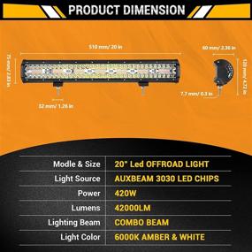 img 3 attached to Auxbeam 20 Inch LED Light Bar 420W Amber White LED Off-Road Driving Light Spot LED Work Light Bar with Off-Road Wiring Harness Kit-1 Leads for Jeep Wrangler Boat Truck SUV ATV (Enhanced SIX Modes)