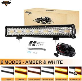 img 4 attached to Auxbeam 20 Inch LED Light Bar 420W Amber White LED Off-Road Driving Light Spot LED Work Light Bar with Off-Road Wiring Harness Kit-1 Leads for Jeep Wrangler Boat Truck SUV ATV (Enhanced SIX Modes)