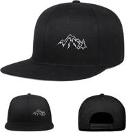 🧢 negi men's black snapback hat: adjustable flat bill cap with mountain tree trucker design – a stylish fitted baseball cap for dads logo