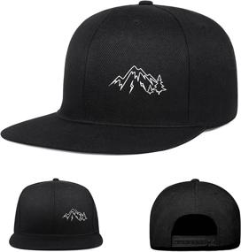 img 4 attached to 🧢 Negi Men's Black Snapback Hat: Adjustable Flat Bill Cap with Mountain Tree Trucker Design – A Stylish Fitted Baseball Cap for Dads