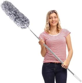 img 4 attached to 🪔 DELUX Microfiber Feather Duster Extendable Duster - Ideal for Ceiling Fans, High Ceilings, Blinds, Furniture & Cars