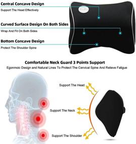 img 2 attached to 🚗 Подушка Shunzhou для шеи в автомобильном сидении - эргономичная подголовница для облегчения боль в шейном отделе - подушки для поддержки шеи из пены с эластичным ремешком и съемным чехлом, черного цвета.