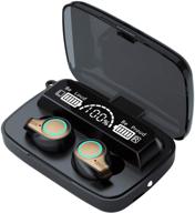 🎧 bd&m true wireless earbuds: bluetooth 5.0 tws stereo headphones with smart led display charging case - waterproof, built-in mic - perfect for sports and work logo