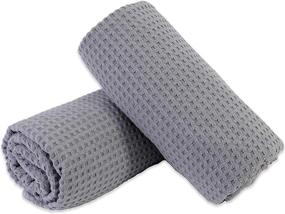 img 3 attached to 🛀 Polyte Oversize Quick Dry Lint Free Bath Towel Set - 60 x 30 in, Gray, Waffle Weave (Pack of 2)